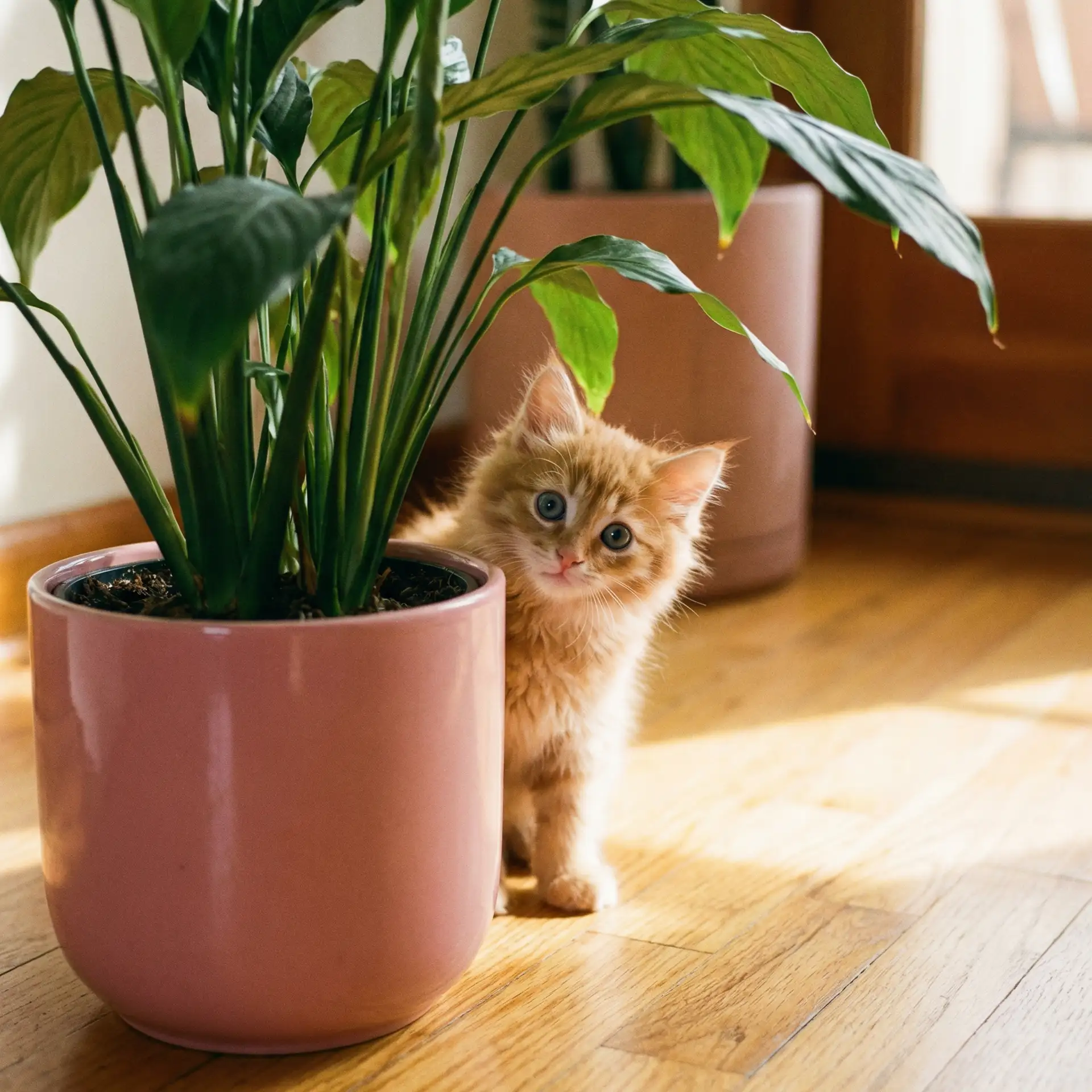 小猫从花盆后探头 - 隐藏身份